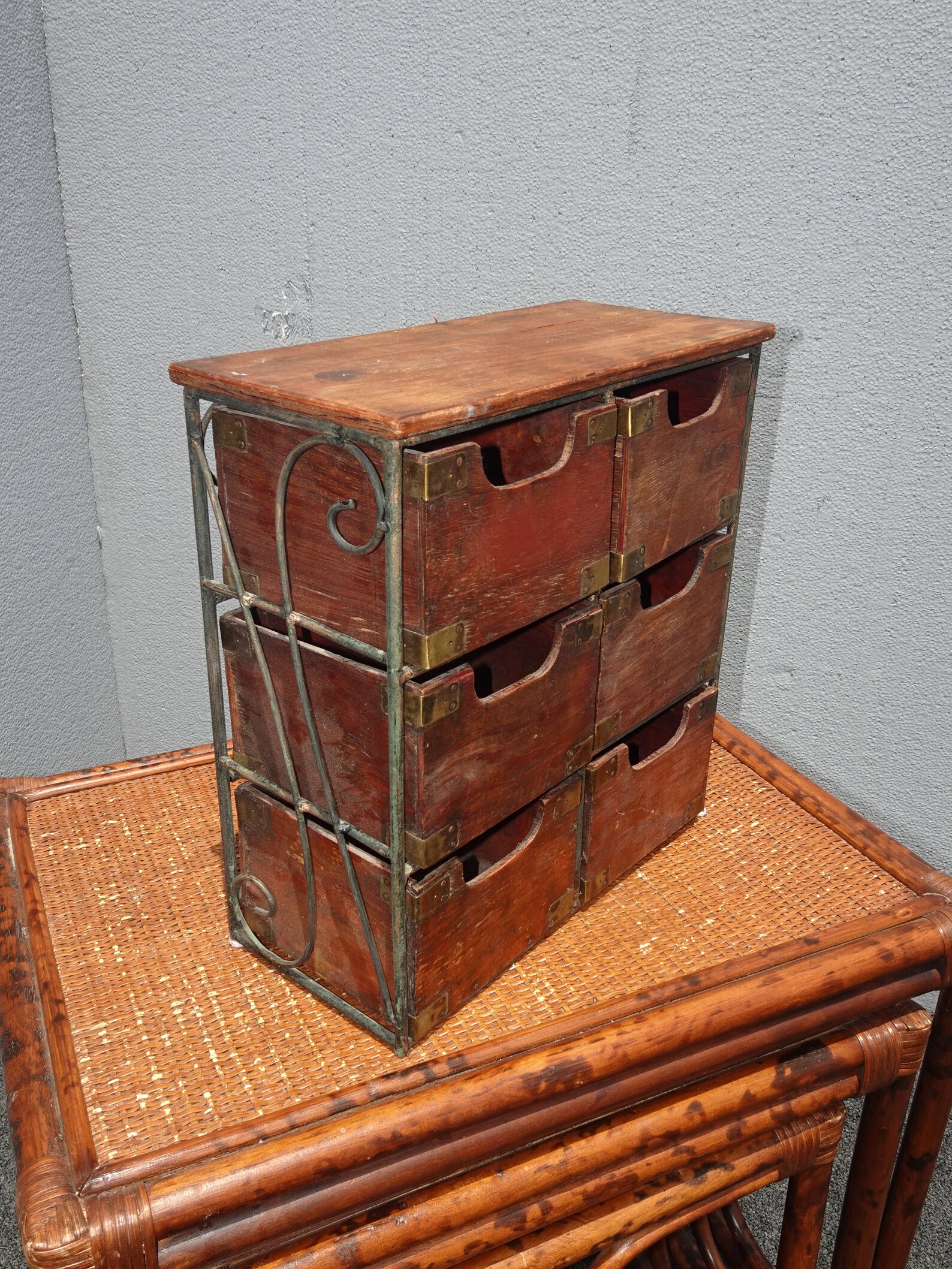 Vintage French Country Table Top Storage Bin Drawers 6 w Etsy