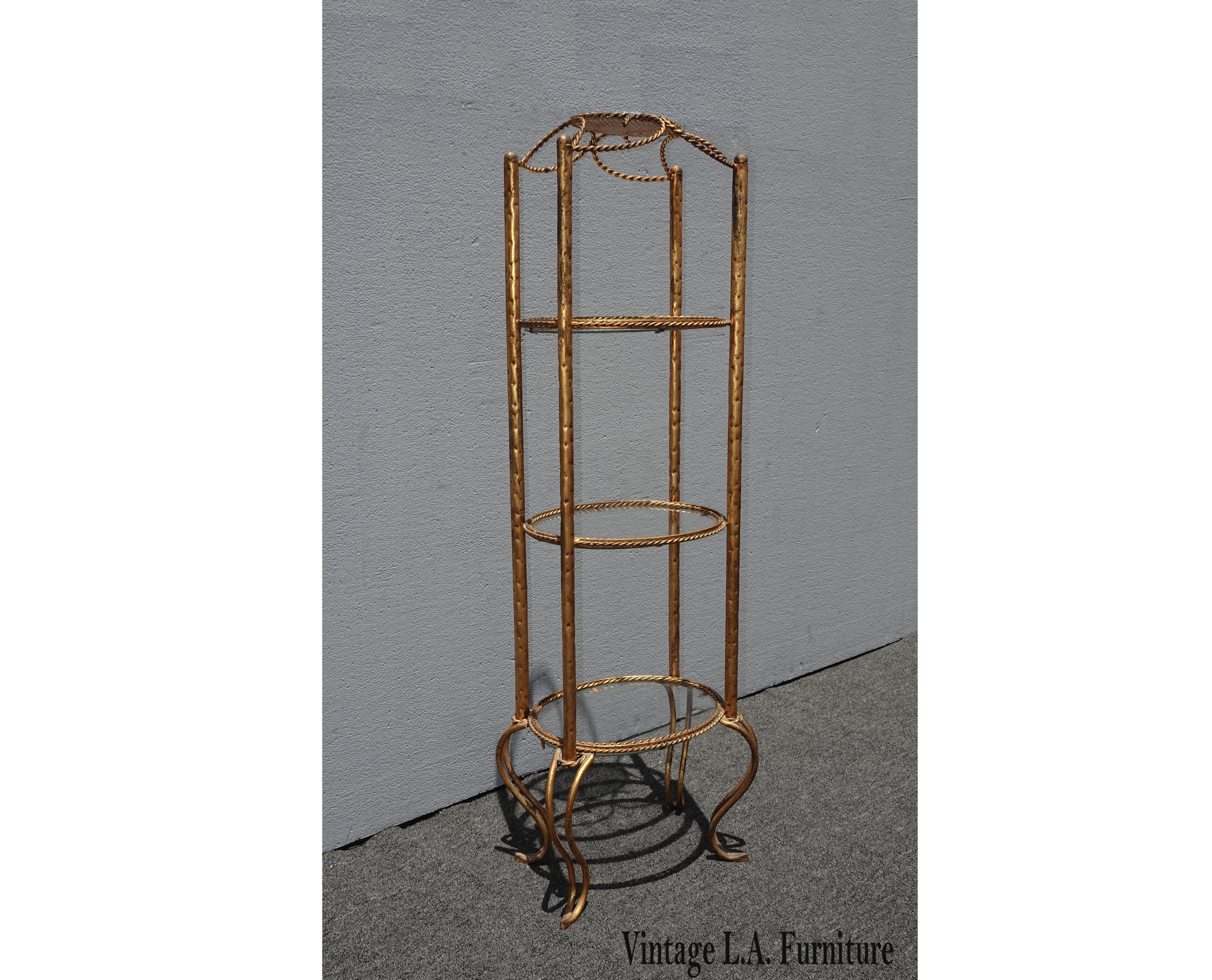 Vtg Hollywood Regency Faux Bamboo Steel Metal Gold 6 Tier
