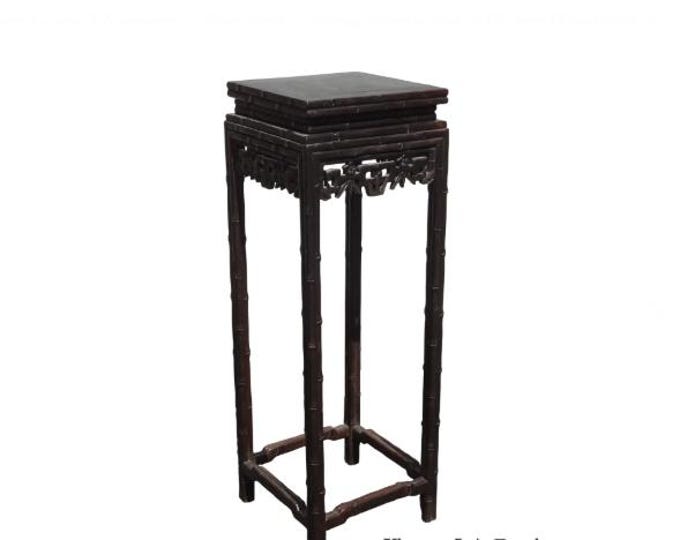 Vintage Oriental Asian Solid Carved Wood Plant Stand Side Table