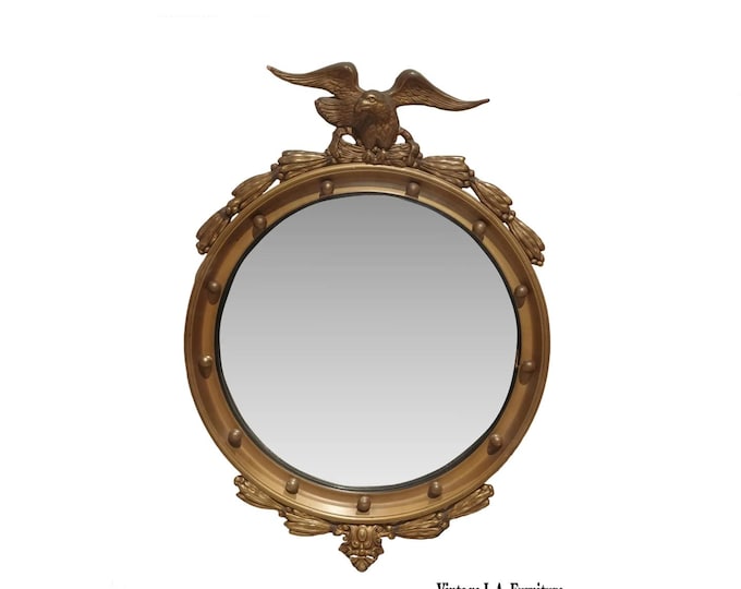 Antique Federal 13 Colonies Eagle Bullseye Convex Gold Wall Mantle Mirror