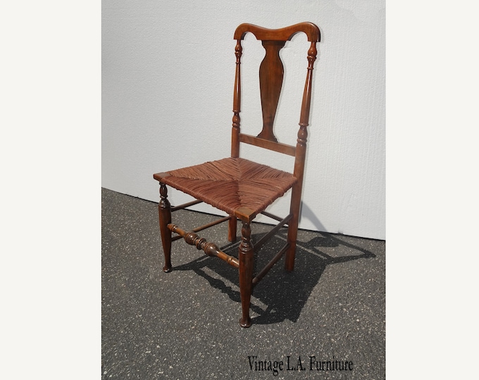 Antique George Gaines Style Chippendale French Country Brown Rush Accent Chair