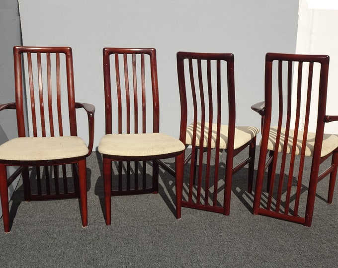 Set of Four Schou Andersen Mobelfabrik Mid Century Dining Room Chairs Slat Back