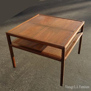 Vintage Baker Two Tier Cane End Table Side Table