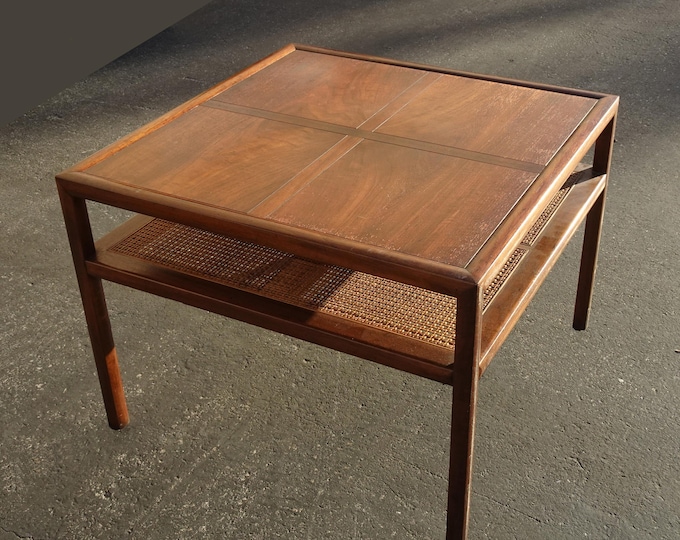 Vintage Baker Two Tier Cane End Table Side Table