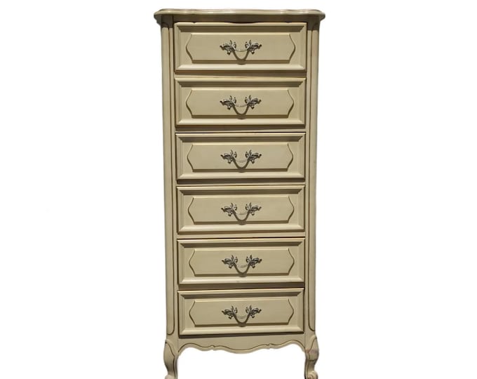 Vintage French Provincial Authentic Henry Link Lingerie Tallboy Dresser w Brass
