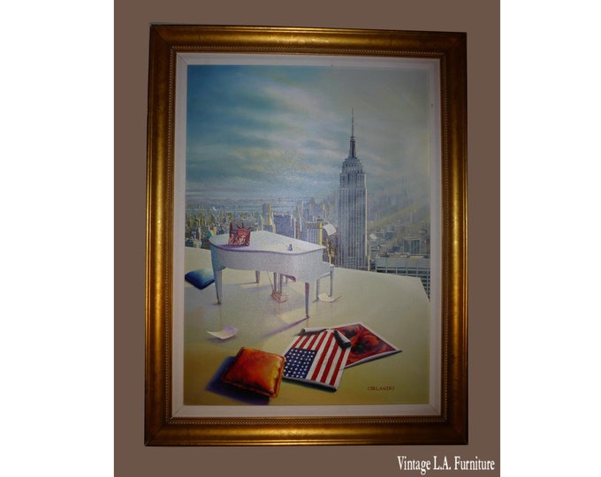 Orlando Quevedo "Manhattan Skyline" Framed Lithograph