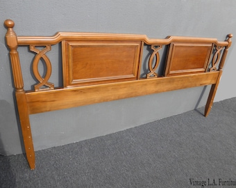 Vintage Mid Century Modern Solid Cherry Wood King Headboard