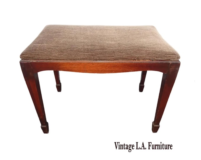 Vintage Neoclassical Design Piano Bench With Spade Legs ~ French Country