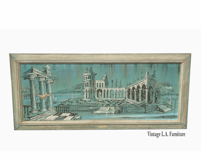 LH6 Vintage Van Hoople Oil on Canvas Greek Palace Painting Picture Signed