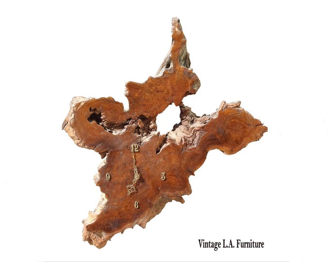 Vintage Live Edge Burl Redwood Wall Clock