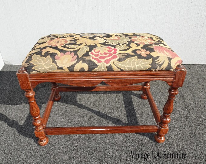 Vintage French Country Floral Print Bench Stool