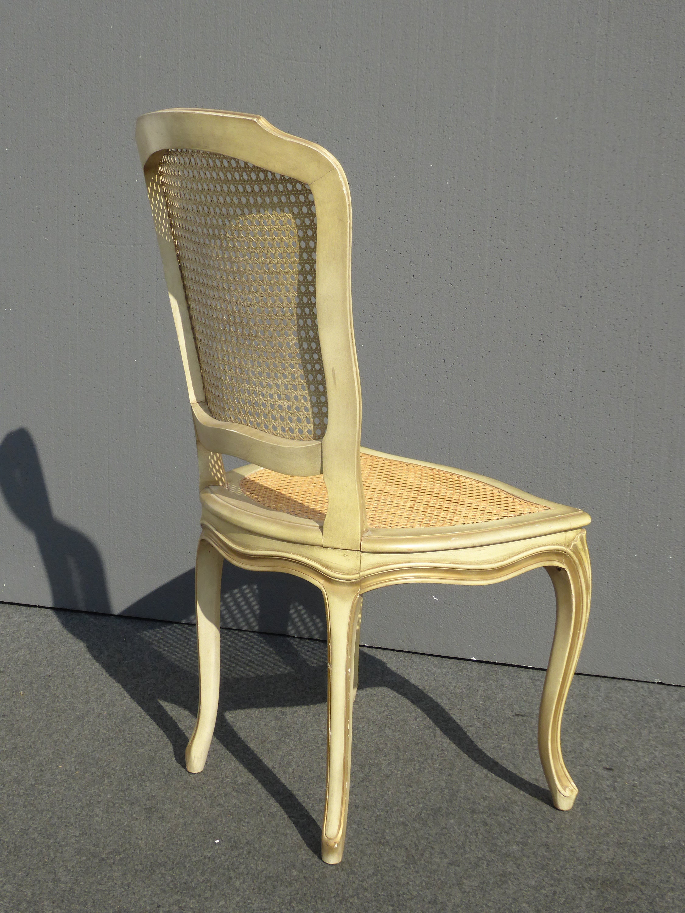 Vintage French Provincial Country Cottage Cane Accent Chair Desk Chair