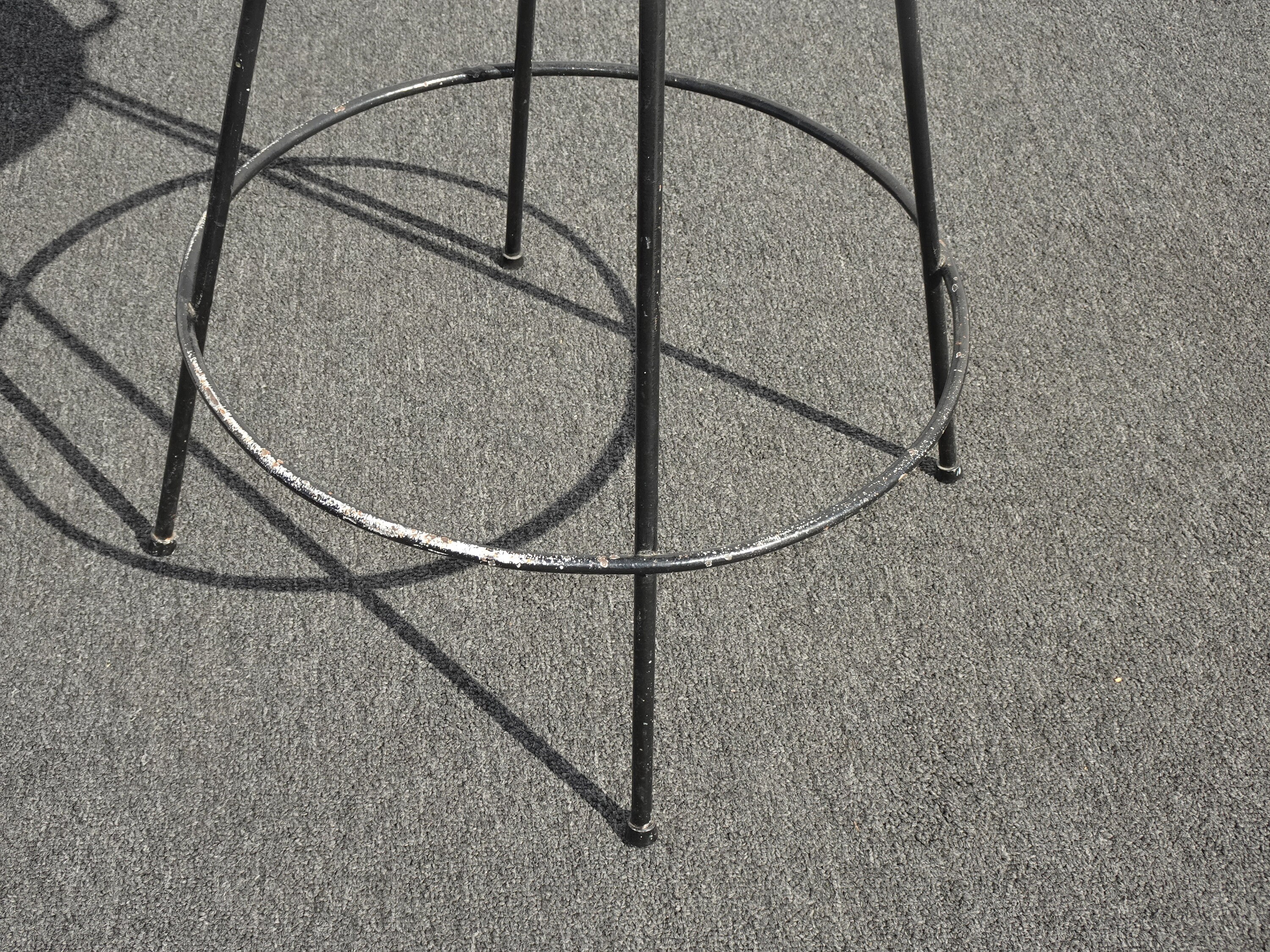 Set of Three Vintage Mid Century Modern White Metal Bar Stools Barstools