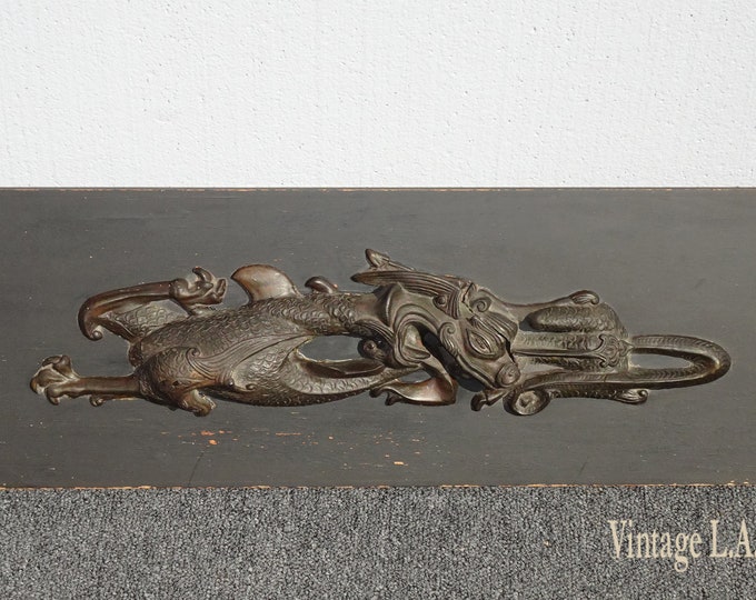Vintage Oriental Asian Black Dragon Wall Picture As Is