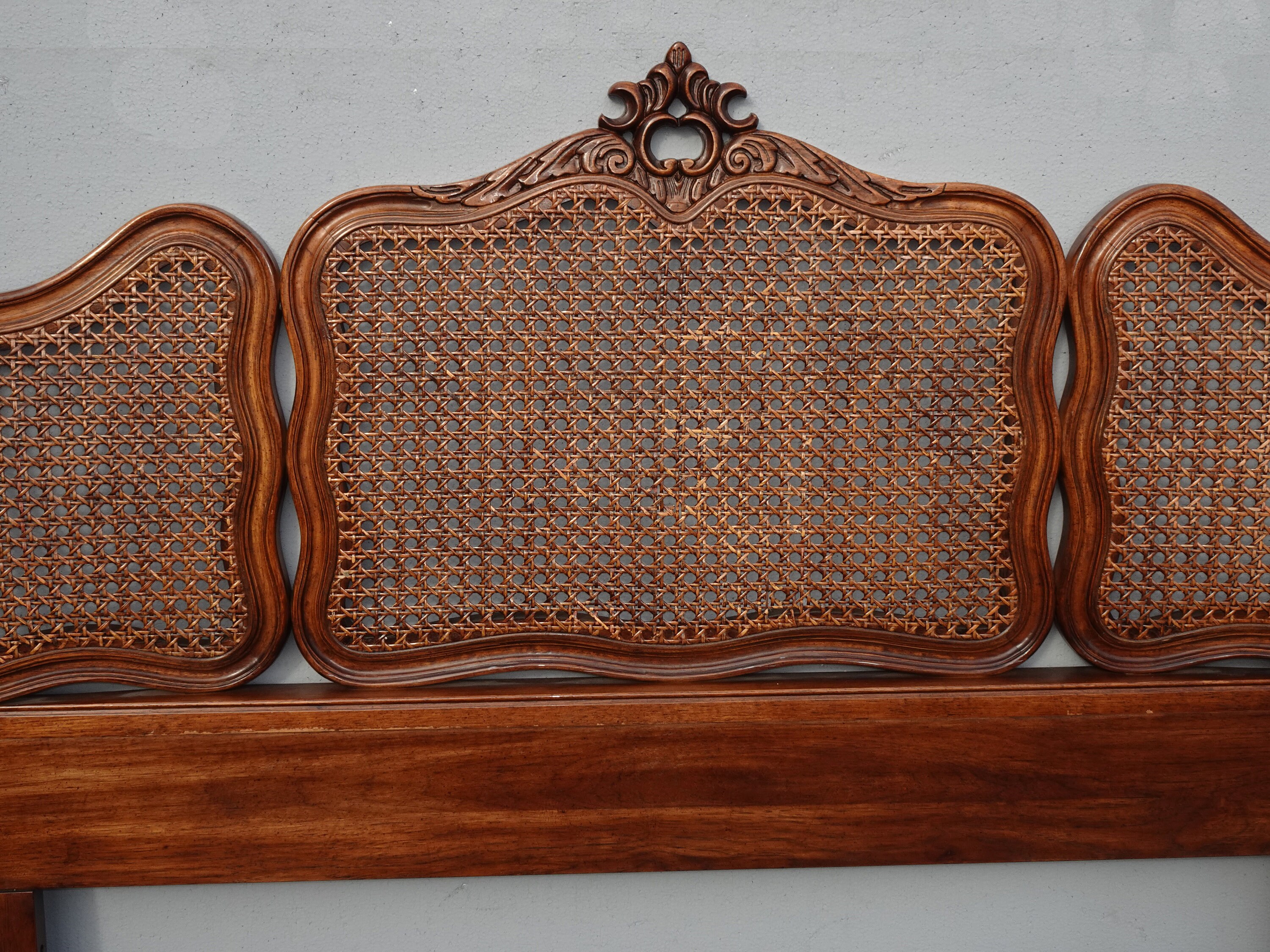 Vintage French Country Brown Cane Queen Full Headboard Etsy