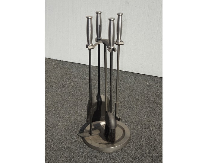 FP2 Vintage French Country Black & Silver Fireplace Tools 4 Tools