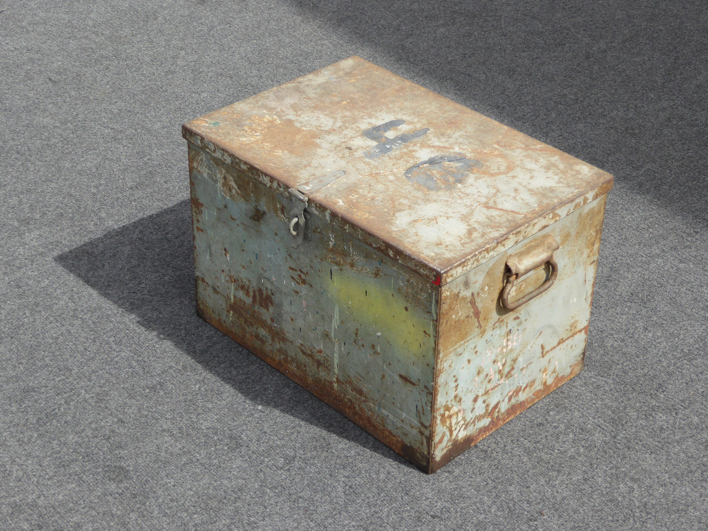 Vintage Rustic Metal Storage Box Farmhouse French Country Cottage
