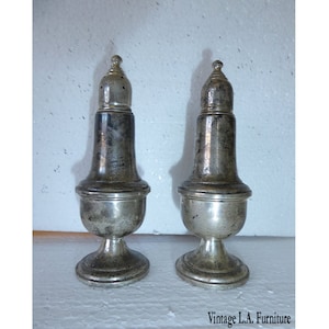 Vintage/Antique Empire Sterling Silver Weighted Salt & Pepper Shakers 242 image 1