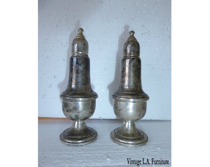 Vintage/Antique Empire Sterling Silver Weighted Salt & Pepper Shakers 242