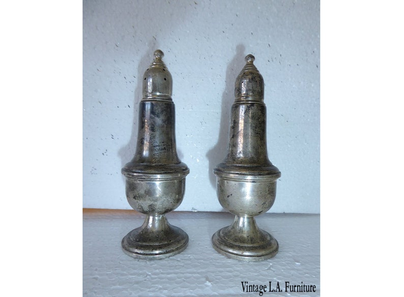 Vintage/Antique Empire Sterling Silver Weighted Salt & Pepper Shakers 242 image 1