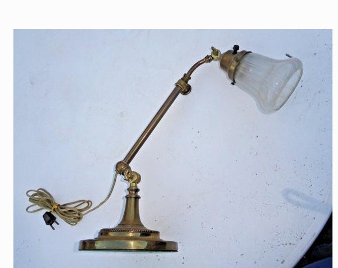 Vintage Mid-Century Industrial Adjustable Brass Table Lamp