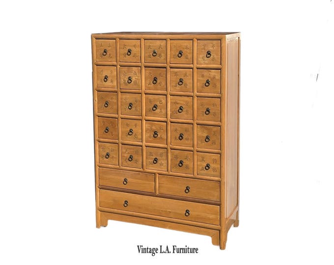 19th Century Style Asian Chinese Apothecary Cabinet W 28 Drawers 50" Tall