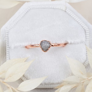 Raw diamond ring, rough diamond ring, raw stone engagement ring, raw diamond copper engagement ring, ethical uncut raw diamond wedding ring