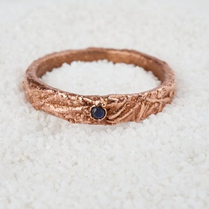 Sapphire promise ring for him, Viking ring, Male wedding band, Customizable ring, Copper mens wedding ring, Alternative wedding band ethical