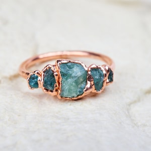 Raw emerald ring, raw crystal engagement ring, raw stone engagement ring, uncut emerald ring, natural emerald ring, unique engagement ring