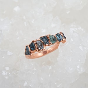 Raw aquamarine ring, raw crystal ring, raw stone ring, promise ring for her, March birth stone ring, colorful rings, unique wedding ring