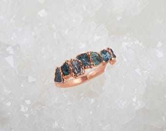 Raw aquamarine ring, raw crystal ring, raw stone ring, promise ring for her, March birth stone ring, colorful rings, unique wedding ring