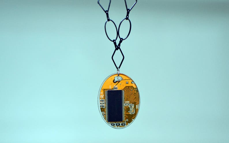 Computer cyberpunk circuitboard necklace pendant Steampunk jewelry software developer computer science engineer image 2