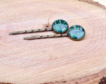 BeautIT Geeky Hair Accessories | Geeky Bobby Pins Set | Unique geek Hairpins | Circuit Board Bobby Pins | Valentine's Day Christmas gift