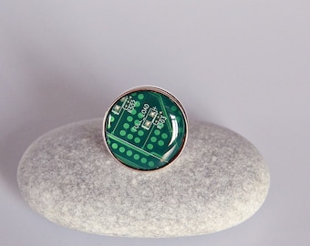 Cyberpunk computer circuit board brooch TechyValentine's Day present