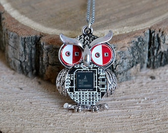 Computer geek Nerd gift Owl Pendant Necklace