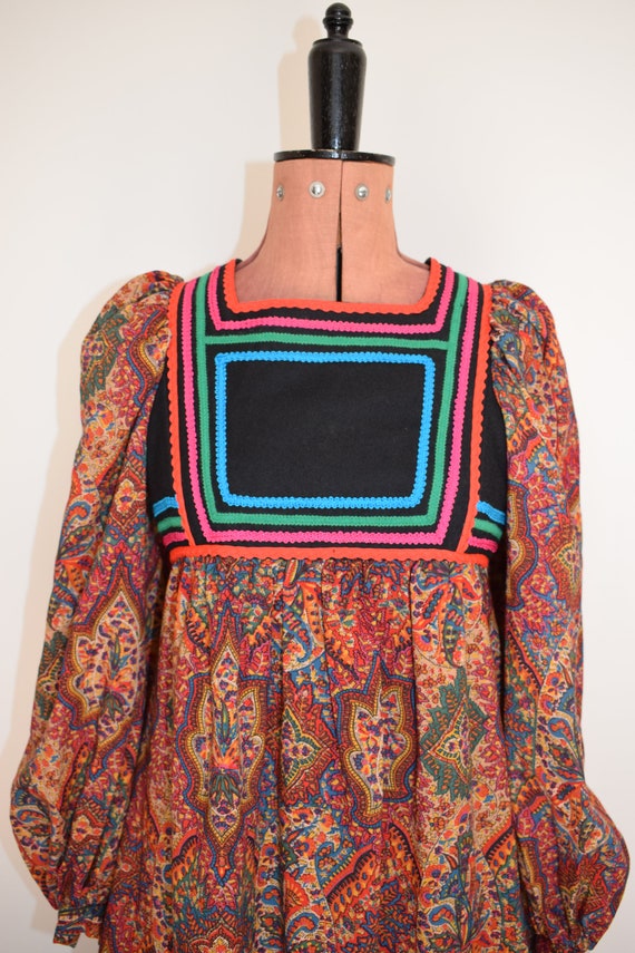 1970s Gina Fratini Paisley Floral Long Sleeved Max