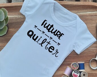 Pregnancy Reveal for Quilter, Gift for Quilter, Baby Announcement bodysuit, Baby Shower Gift, Gift for Grandparent, Future Quilter, Quilting