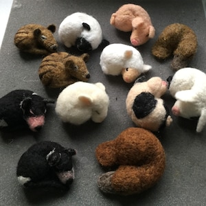 Needle felting Tutorial, Needle felted Sleepy Animals, PDF, Tasmanian Tiger, Tasmanian Devil, Platypus