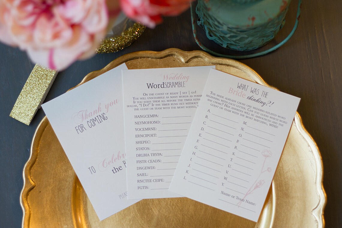 Wedding Bridal Shower Games Etsy