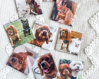 Custom Memory Photo Square Gift 2" x 2" Custom Photo Gift Pet Photo Gift Photo Memories Gift Photo Magnet for Fridge  Holiday Gift Birthday