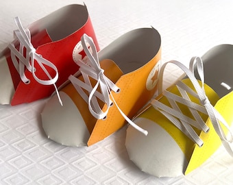 Baby Boy Shower Paper Shoe Printable Favor Sneaker- Printable PDF File Red, Yellow and Orange  ***Instant Download***
