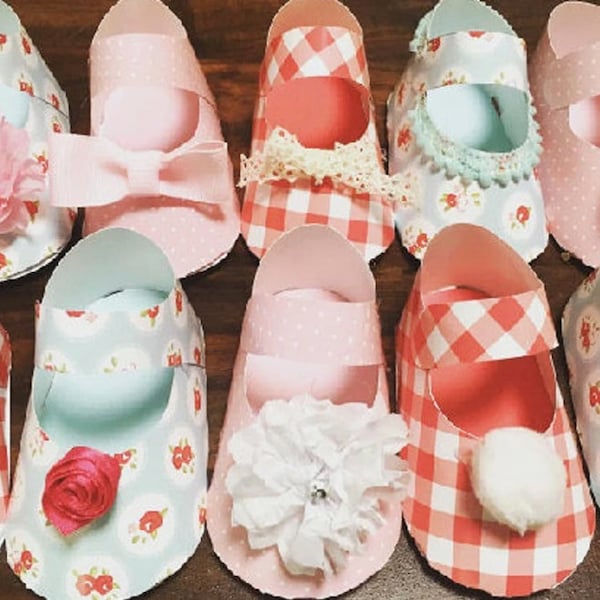 Shabby Chic Baby Shower Baby Shoe Favor- PRINTABLE PDF