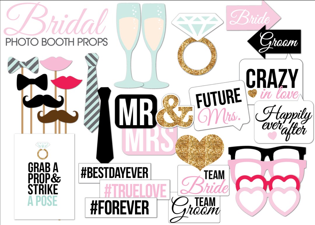 Bridal Shower/wedding Photo Booth Props Printable PDF-- INSTANT