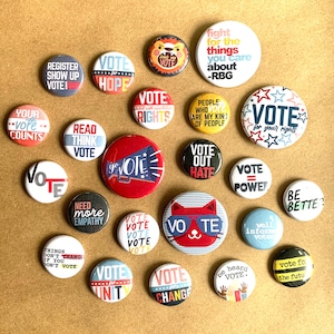 Mix & Match 1&quot; Button Pin Gift- Vote Button Pins- Go Vote- Vote out Hate- Vote for Unity- Vote for the future Election Pins Jacket Pins