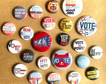 Mix & Match 1" Button Pin Gift- Vote Button Pins- Go Vote- Vote out Hate- Vote for Unity- Vote for the future Election Pins Jacket Pins