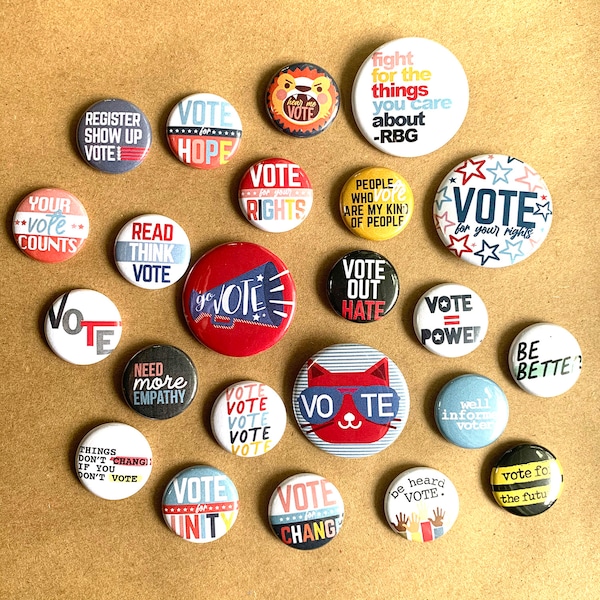 Mix & Match 1" Button Pin Gift- Vote Button Pins- Go Vote- Vote out Hate- Vote for Unity- Vote for the future Election Pins Jacket Pins