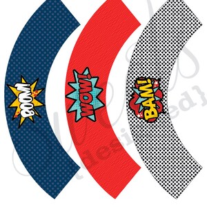 SUPERHERO Birthday Party Cup Cake Wrap Printable PDF Instant Download ...