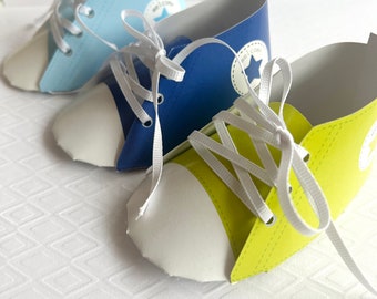 Baby Boy Shower Paper Shoe Printable Favor Sneaker- Printable PDF File Blue, Lt Blue, Lime Green ***Instant Download***