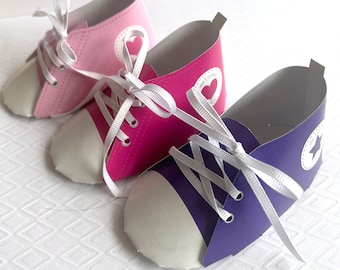 Baby Girl Shower Paper Shoe Printable Favor Sneaker- Printable PDF File Pink, Lt Pink, Purple ***Instant Download***