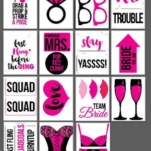 Bachelorette Photo Booth Props Printable PDF-- INSTANT DOWNLOAD - Etsy